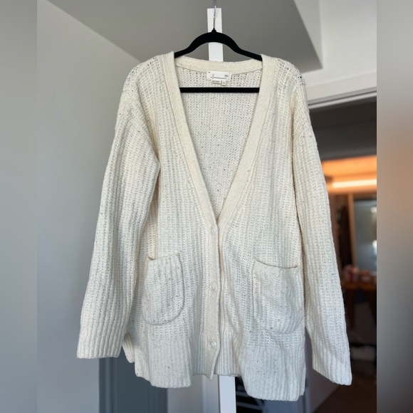 Anthropologie Sweaters - Anthropologie Merino Wool Blend Cream Knit Button Down Cardigan- M